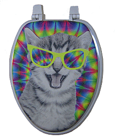 funny cat with glasses lid cover