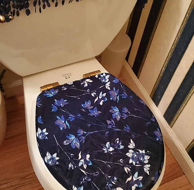 blue floral toilet seat lid cover