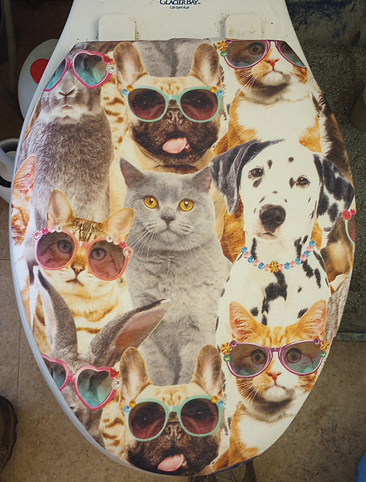 lots of cats and dogs in sun glasses fun toilet seat lid covers