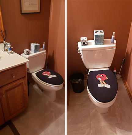 Fun m&m toilet seat lid cover bathroom idea