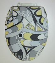 funky bathroom idea white black yellow toilet seat lid cover
