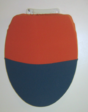 designer bathroom idea teal orange toilet seat lid cover