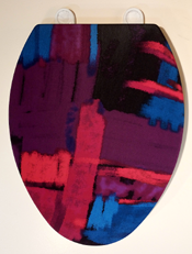 red blue purple black loo bathroom toilet seat lid cover