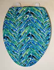 turquoise aqua designer fabric bathroom toilet seat lid cover