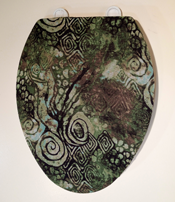 earthy green swirls bathroom toilet seat lid cover
