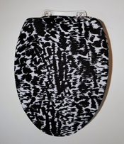 black and white designer bathroom toilet seat lid cover