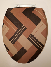 modern designer bathroom decorating idea, brown and black toilet seat lid cover