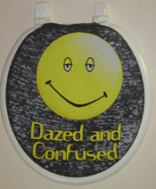 funny bathroom idea smile dazed yellow black toilet seat lid cover