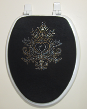 black with gold fancy bathroom decor toilet seat lid cover