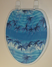 bathroom idea aqua palm trees elongated toilet seat lid cover