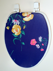 blue bathroom decorating idea floral toilet seat lid cover