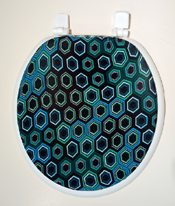 crazy fun aqua turqoise small bathroom idea  toilet lid cover