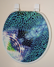 blue bathroom animal print standard  toilet seat lid cover